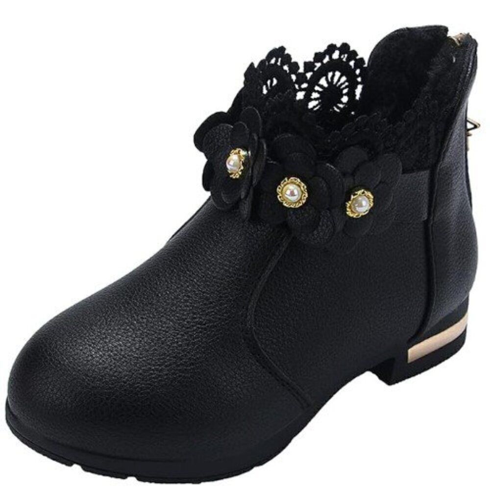 Black Ankle Fashion Boot Girls Like New